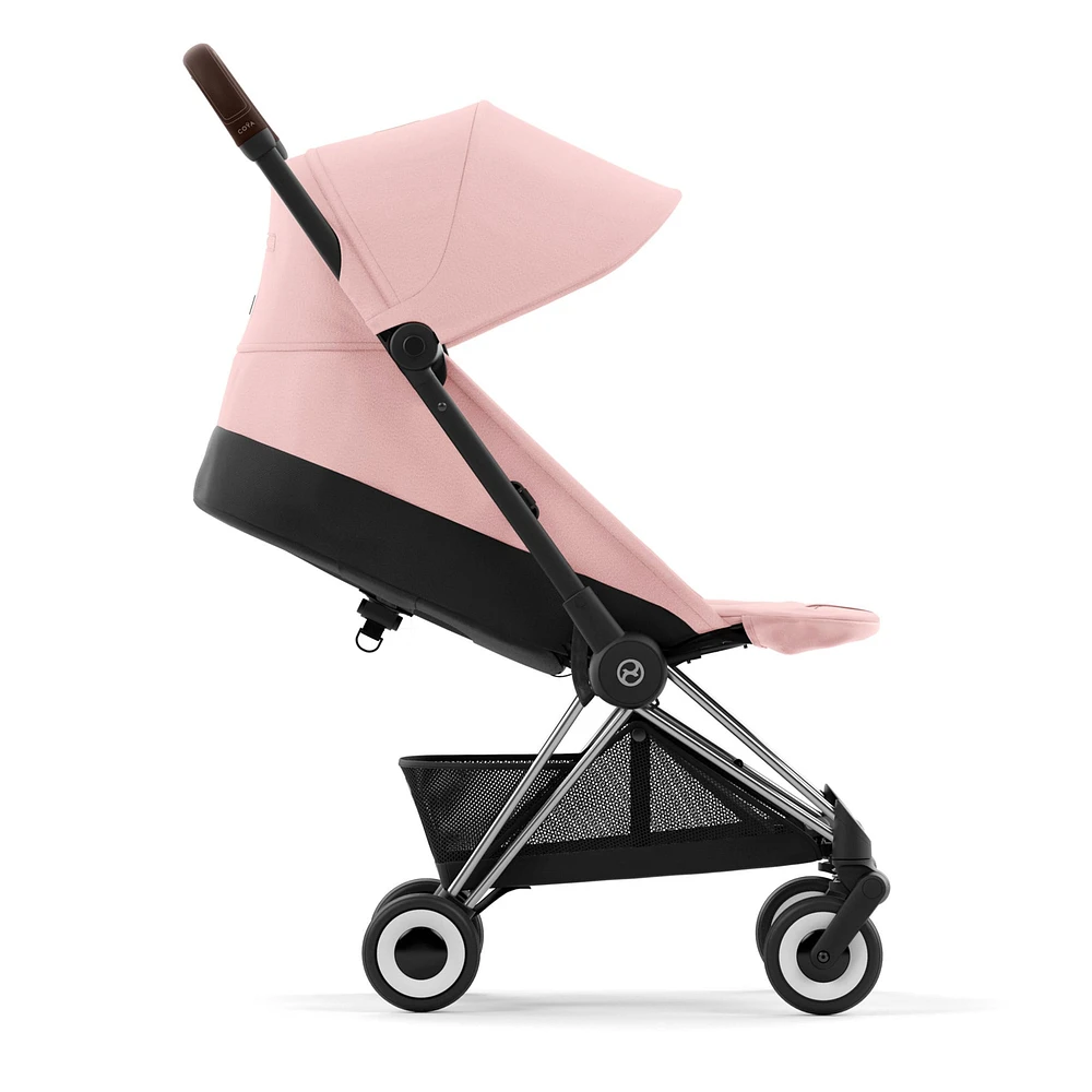 Poussette Coya - Cadre chromé avec siège rose pêche