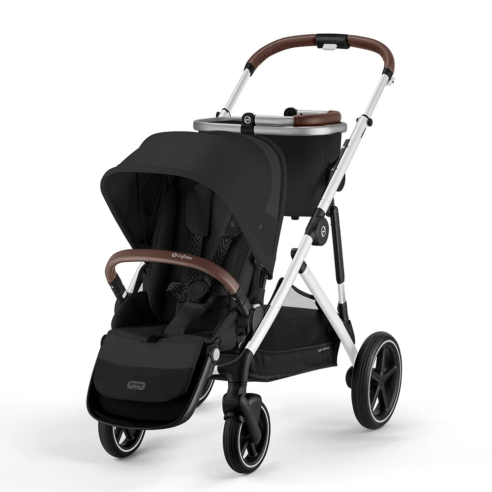 Poussette Gazelle S – Châssis couleur argent avec siège Noir Moon