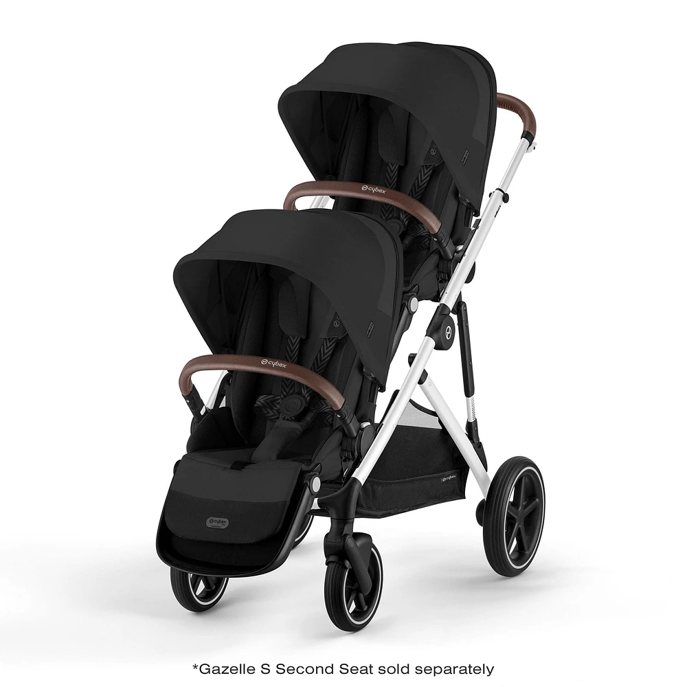 Poussette Gazelle S – Châssis couleur argent avec siège Noir Moon