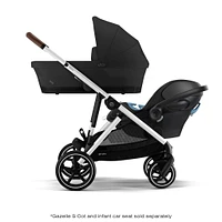Poussette Gazelle S – Châssis couleur argent avec siège Noir Moon