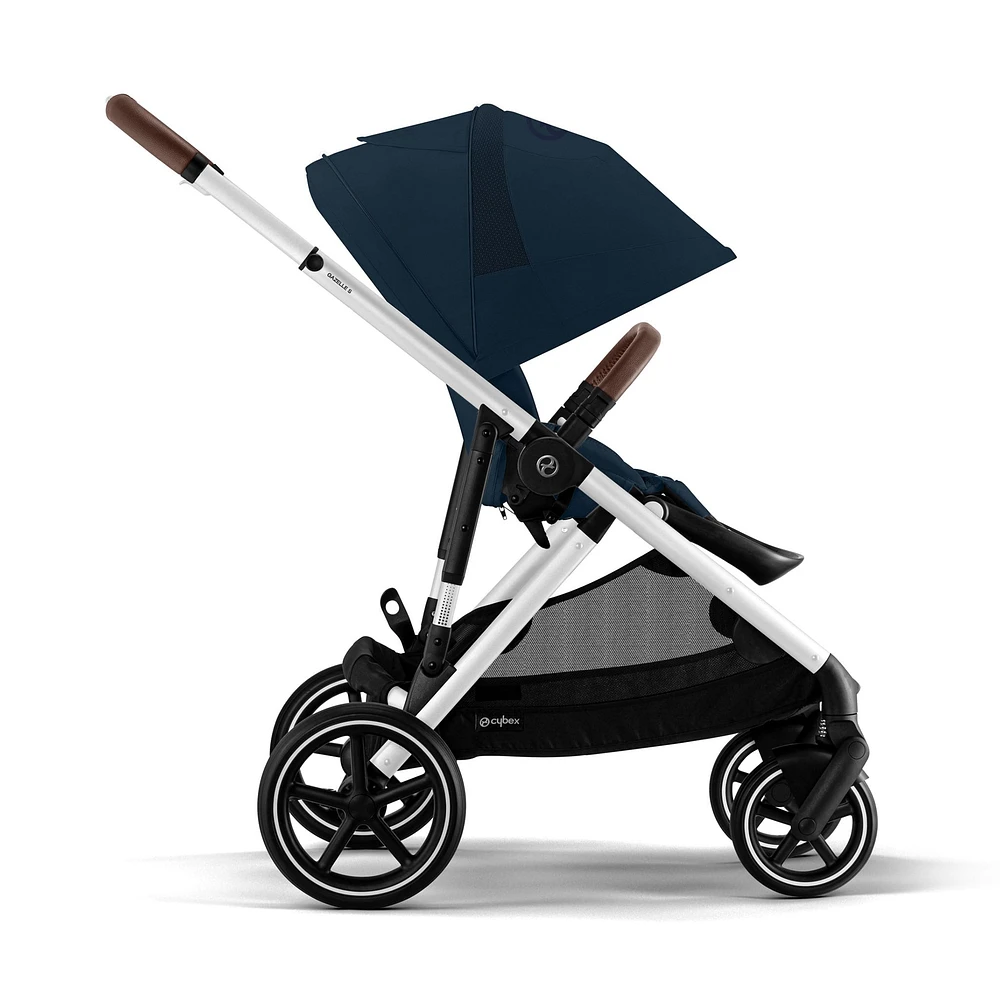 Gazelle S Stroller - Silver Frame with Ocean Blue Seat