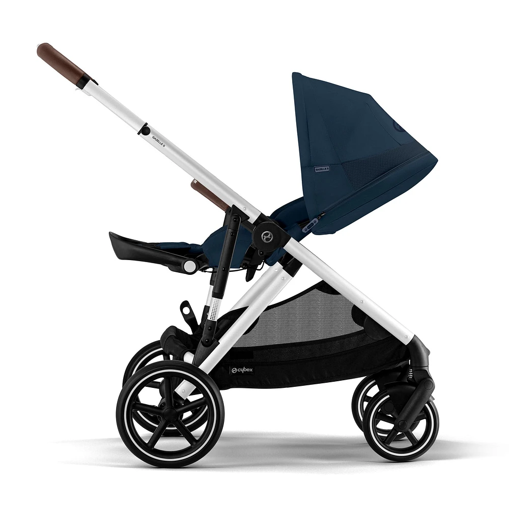 Gazelle S Stroller - Silver Frame with Ocean Blue Seat
