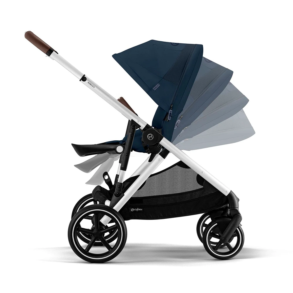 Gazelle S Stroller - Silver Frame with Ocean Blue Seat