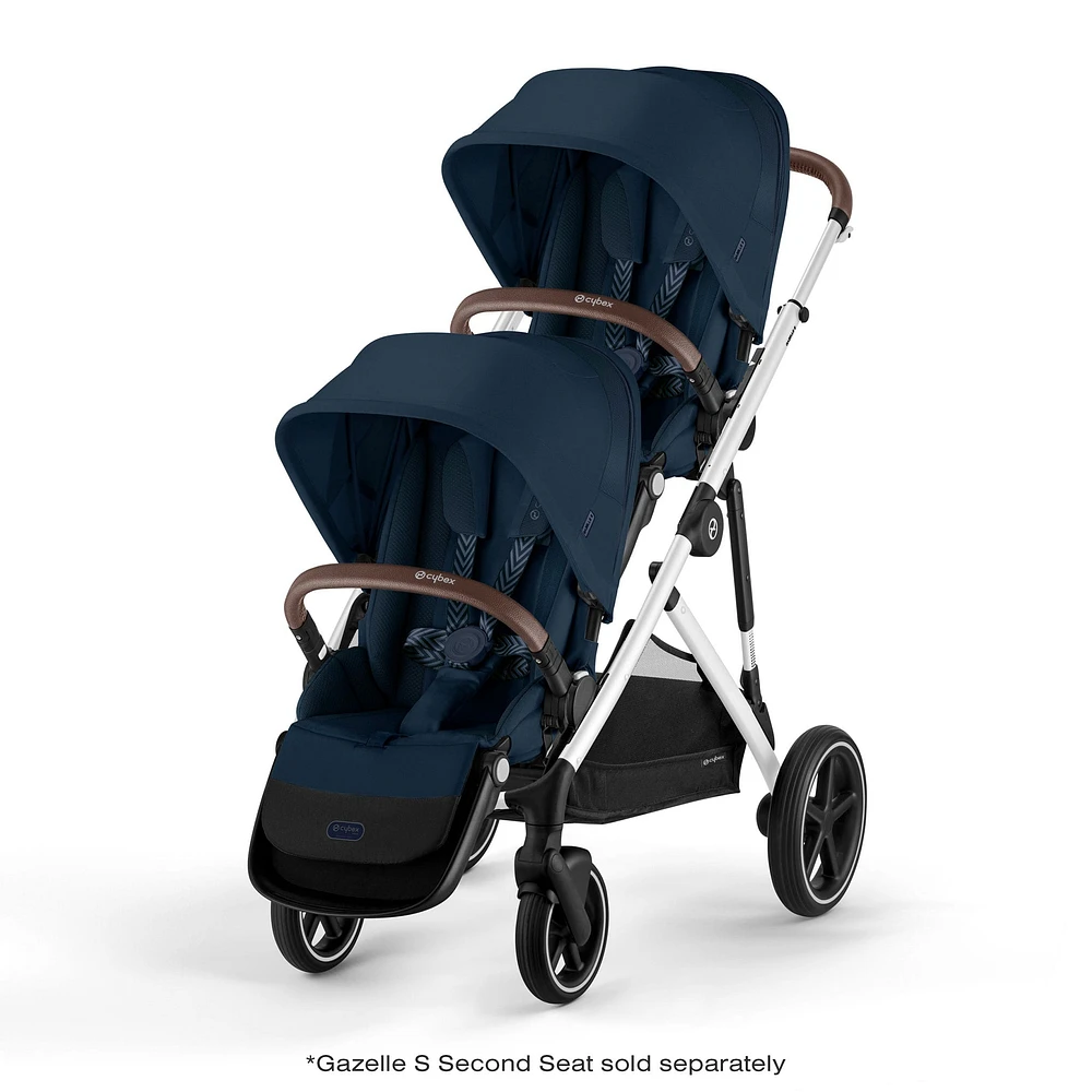 Gazelle S Stroller - Silver Frame with Ocean Blue Seat