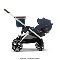 Gazelle S Stroller - Silver Frame with Ocean Blue Seat