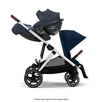 Gazelle S Stroller - Silver Frame with Ocean Blue Seat