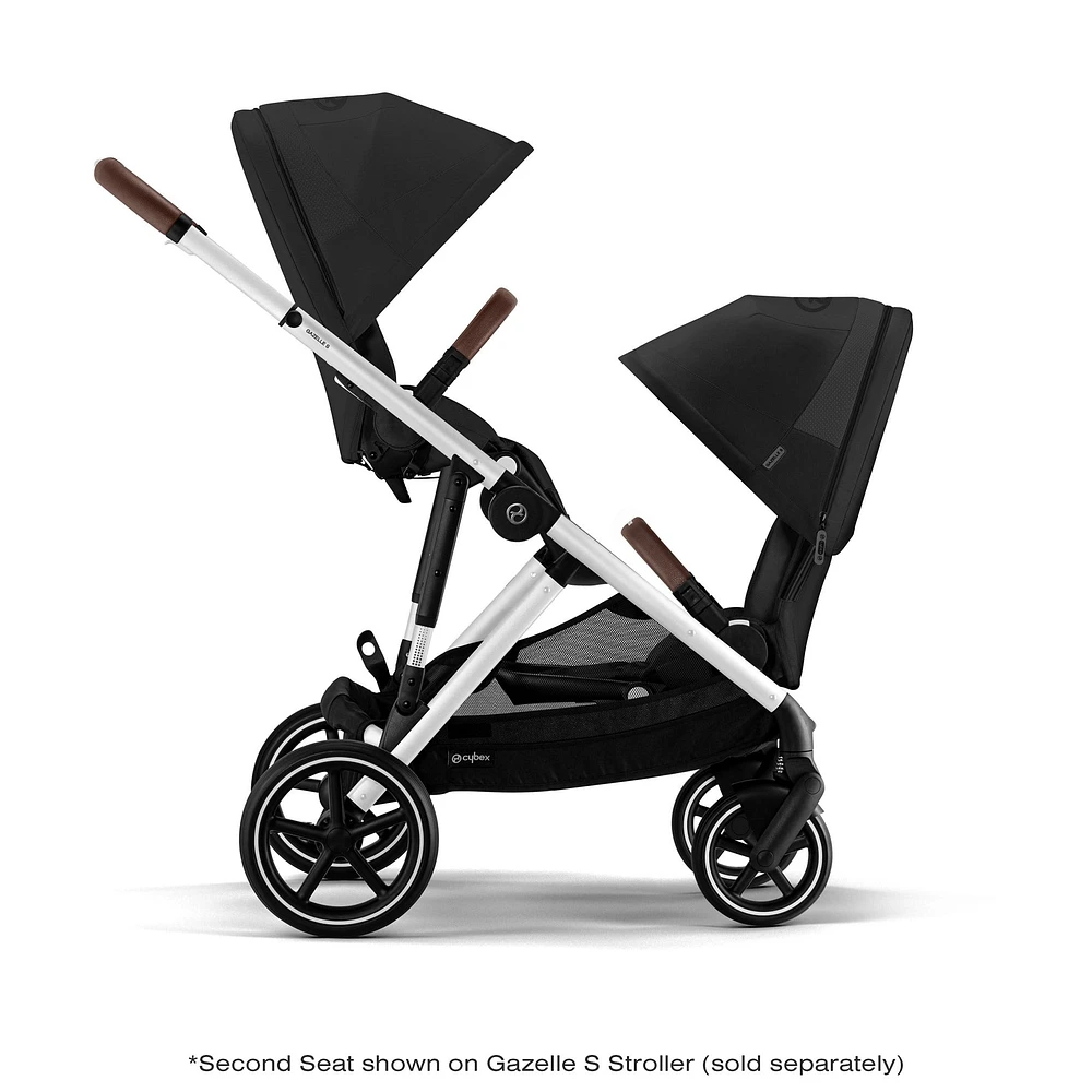 Gazelle S Second Seat – Moon Black with Brown Bumper Bar
