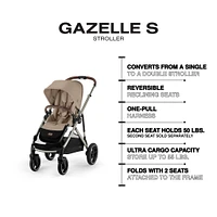 Poussette Gazelle S – Châssis couleur Taupe avec siège Amande/Beige