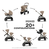 Poussette Gazelle S – Châssis couleur Taupe avec siège Amande/Beige