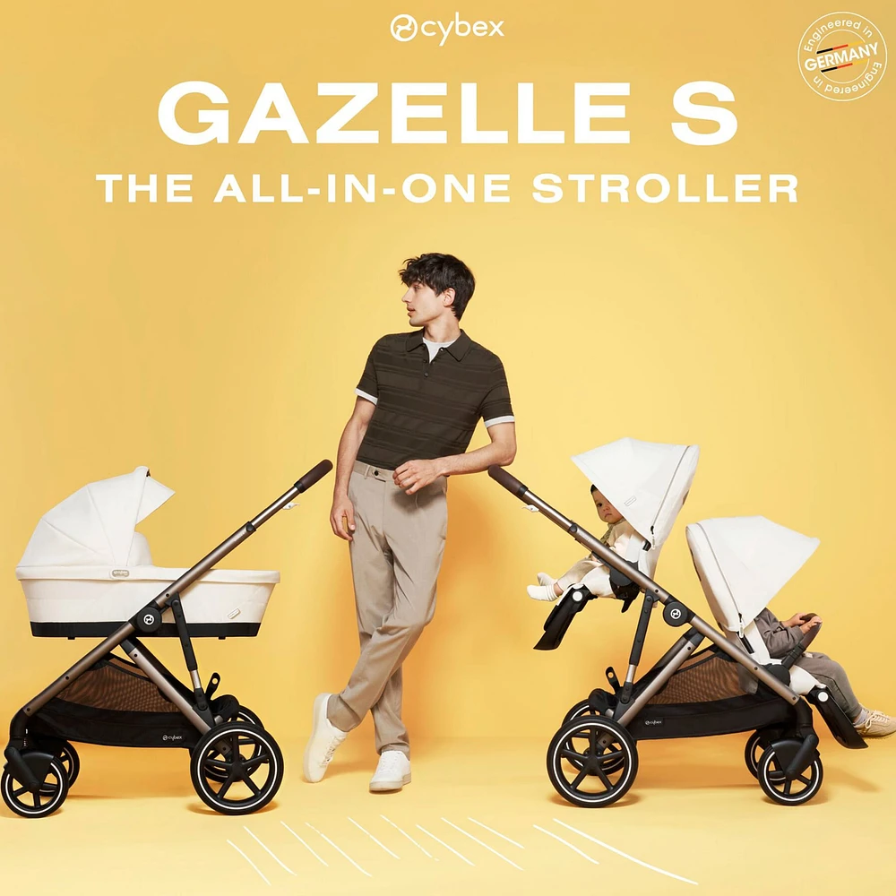 Poussette Gazelle S – Châssis couleur Taupe avec siège Amande/Beige