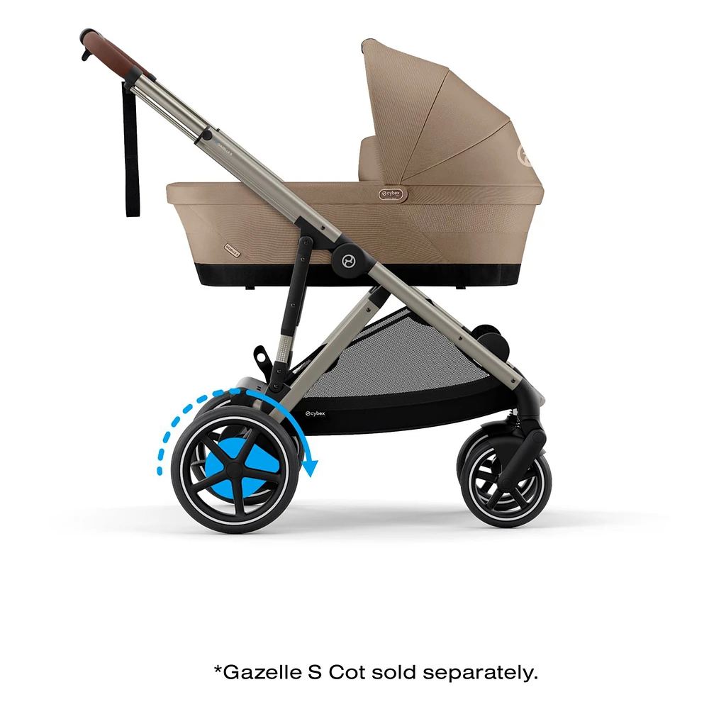 eGazelle S Electronic Assist Stroller - Taupe Frame with Almond Beige Seat