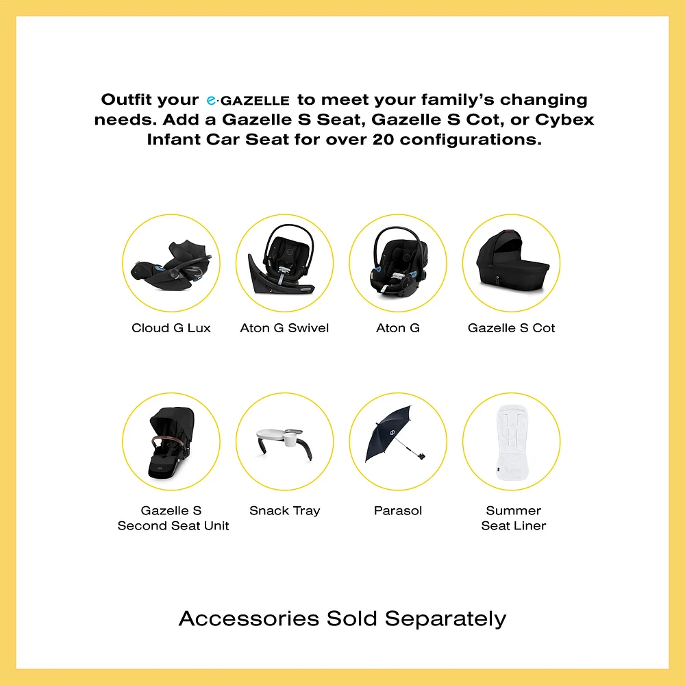 eGazelle S Electronic Assist Stroller - Taupe Frame with Almond Beige Seat