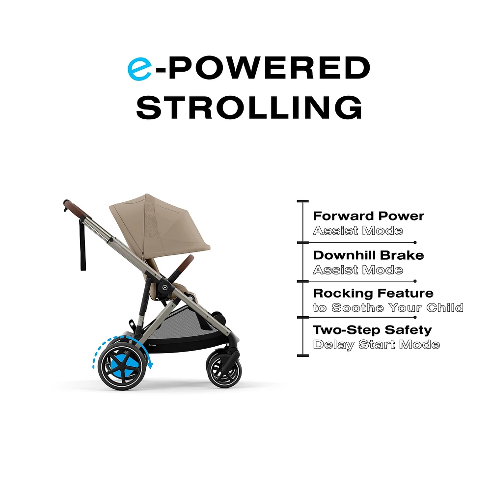 eGazelle S Electronic Assist Stroller - Taupe Frame with Almond Beige Seat