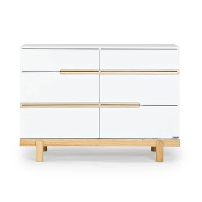Commode 6 tiroirs Bliss - Blanc / Naturel