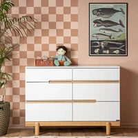 Commode 6 tiroirs Bliss - Blanc / Naturel