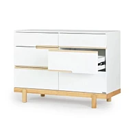Commode 6 tiroirs Bliss - Blanc / Naturel