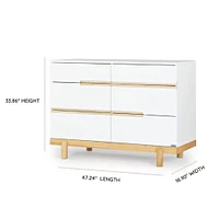 Commode 6 tiroirs Bliss - Blanc / Naturel
