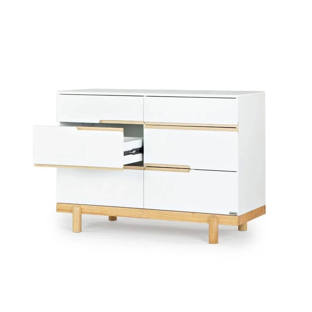 Commode 6 tiroirs Bliss - Blanc / Naturel