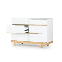 Commode 6 tiroirs Bliss - Blanc / Naturel