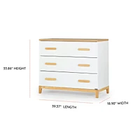Commode à 3 tiroirs LaLa - Blanc/Naturel
