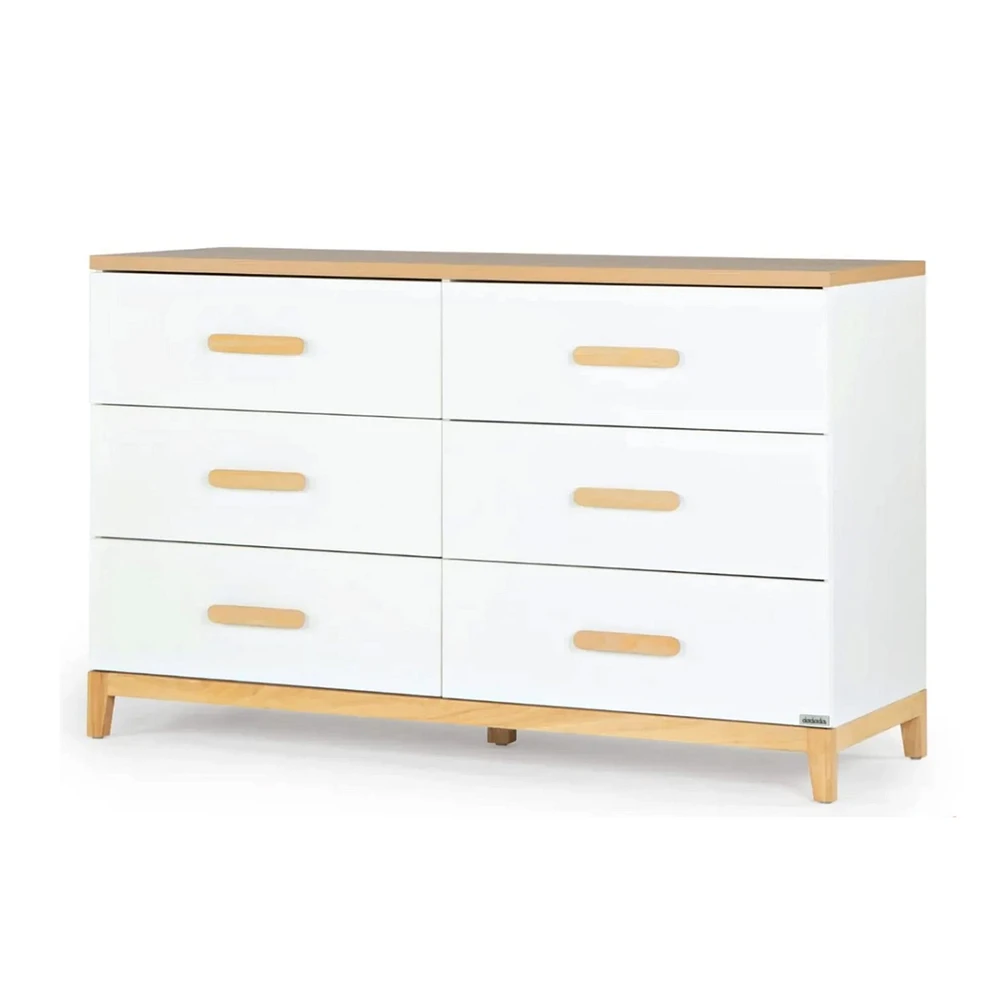 Commode à 6 tiroirs LaLa - Blanc/Naturel