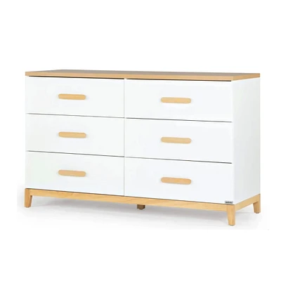 Commode à 6 tiroirs LaLa - Blanc/Naturel