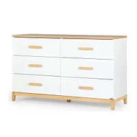 Commode à 6 tiroirs LaLa - Blanc/Naturel