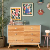 Commode 6 tiroirs Merry - Blanc/Naturel