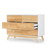 Commode 6 tiroirs Merry - Blanc/Naturel