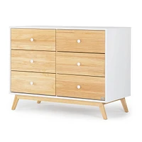 Commode 6 tiroirs Merry - Blanc/Naturel