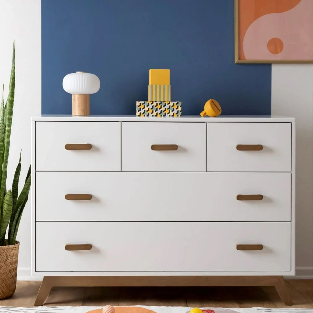 Soho 5-Drawer Dresser - White / Walnut