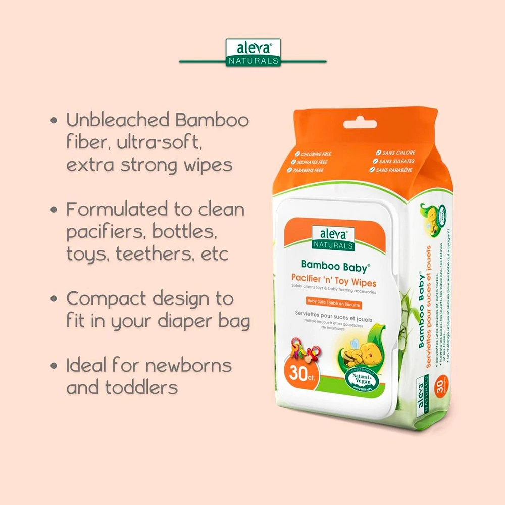 Serviettes Lingettes Paquet de 30 Bambou Pour Suces et Jouets