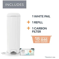 Diaper Genie Patinum Pail - White (18 bags)