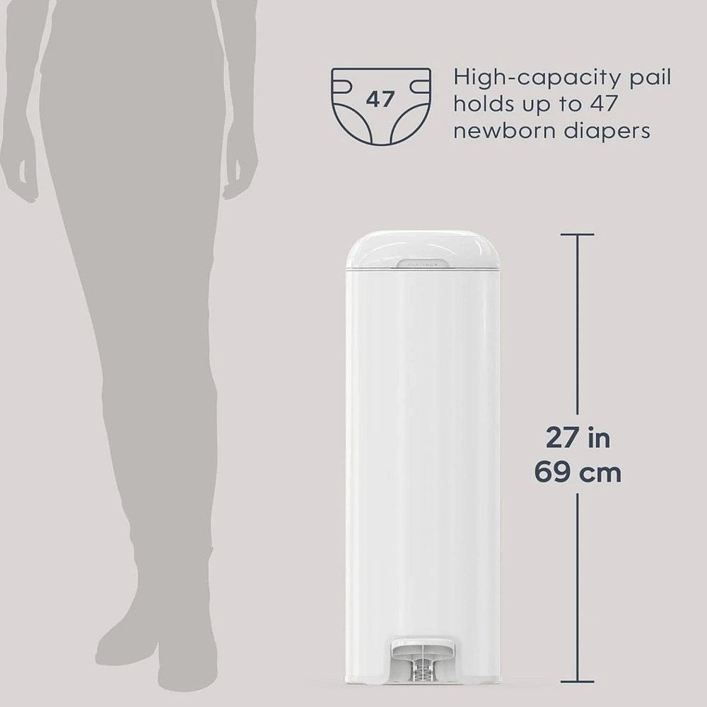 Diaper Genie Patinum Pail - White (18 bags)