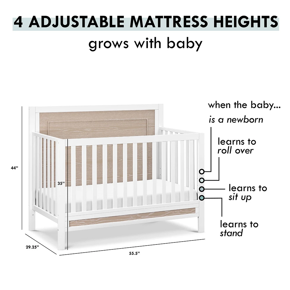 Radley 4-in-1 Convertible Crib - White & Coastwood