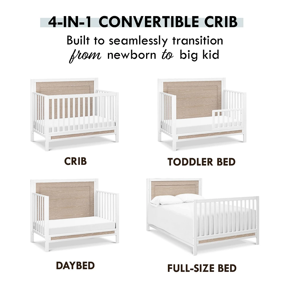 Radley 4-in-1 Convertible Crib - White & Coastwood