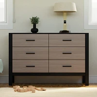 Commode 6 Tiroirs Radley - Ébène et Bois Côtier