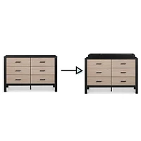 Commode 6 Tiroirs Radley - Ébène et Bois Côtier