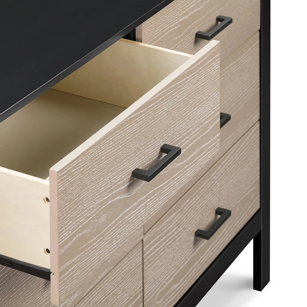 Commode 6 Tiroirs Radley - Ébène et Bois Côtier