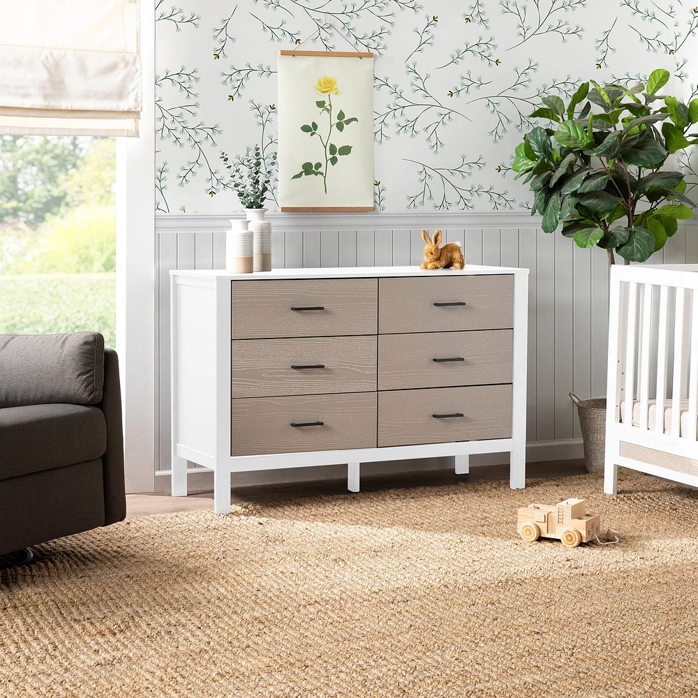 Radley 6-Drawer Dresser - White & Coastwood