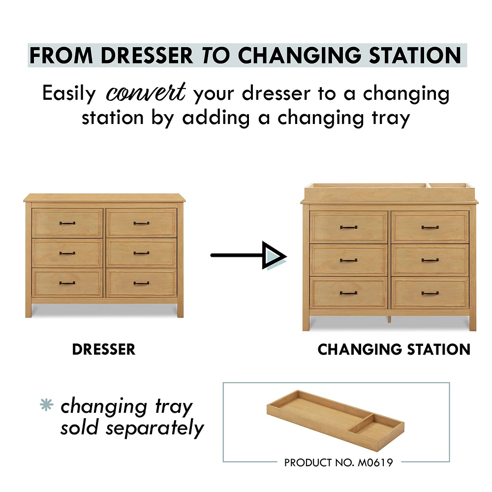 Charlie 6-Drawer Double Dresser - Honey 