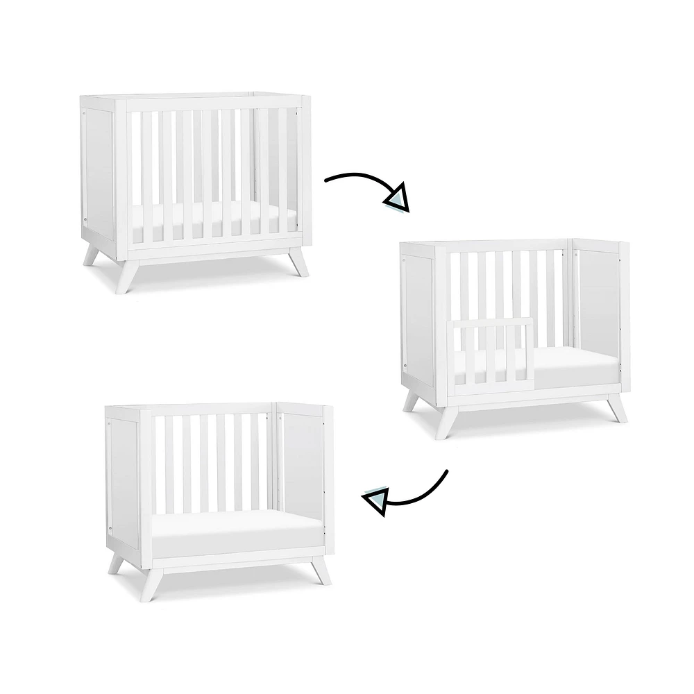 Mini Couchette Convertible Otto 3-en-1 (avec matelas de 4" inclus) - Blanc
