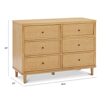 Marin with Cane 6 Drawer Assembled Dresser - Honey and Honey Cane
