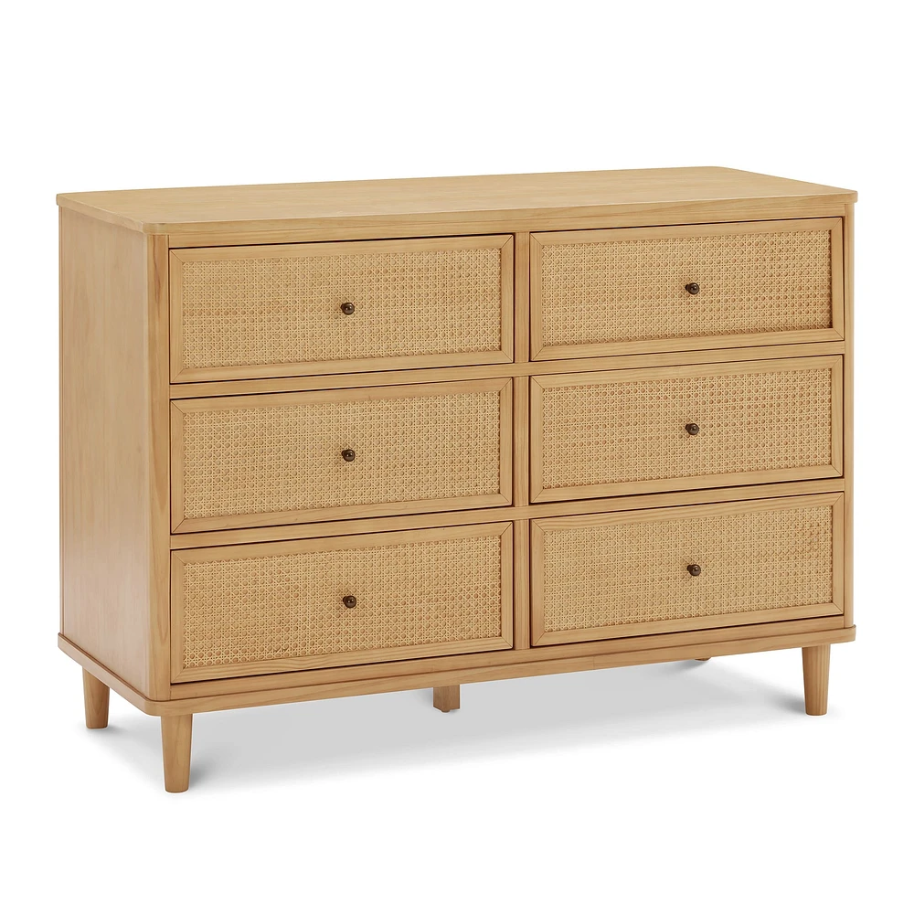 Marin with Cane 6 Drawer Assembled Dresser - Honey and Honey Cane