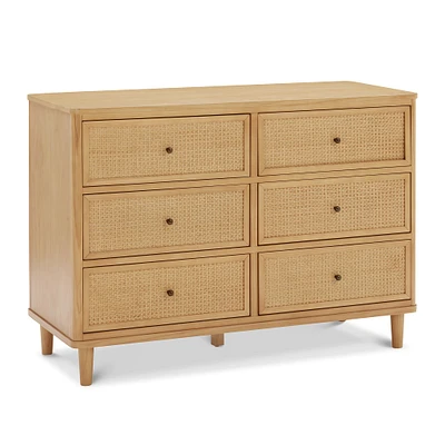 Marin with Cane 6 Drawer Assembled Dresser - Honey and Honey Cane
