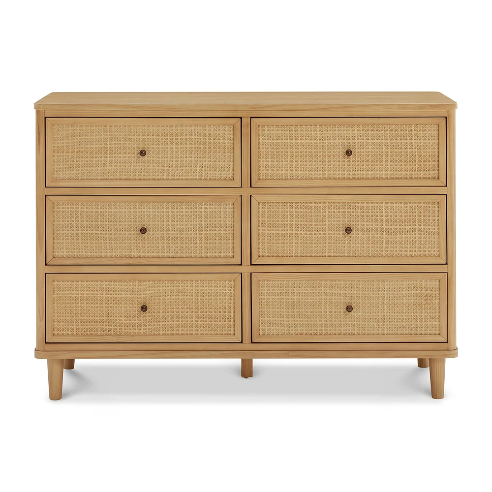 Marin with Cane 6 Drawer Assembled Dresser - Honey and Honey Cane