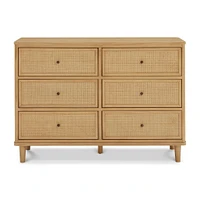 Marin with Cane 6 Drawer Assembled Dresser - Honey and Honey Cane
