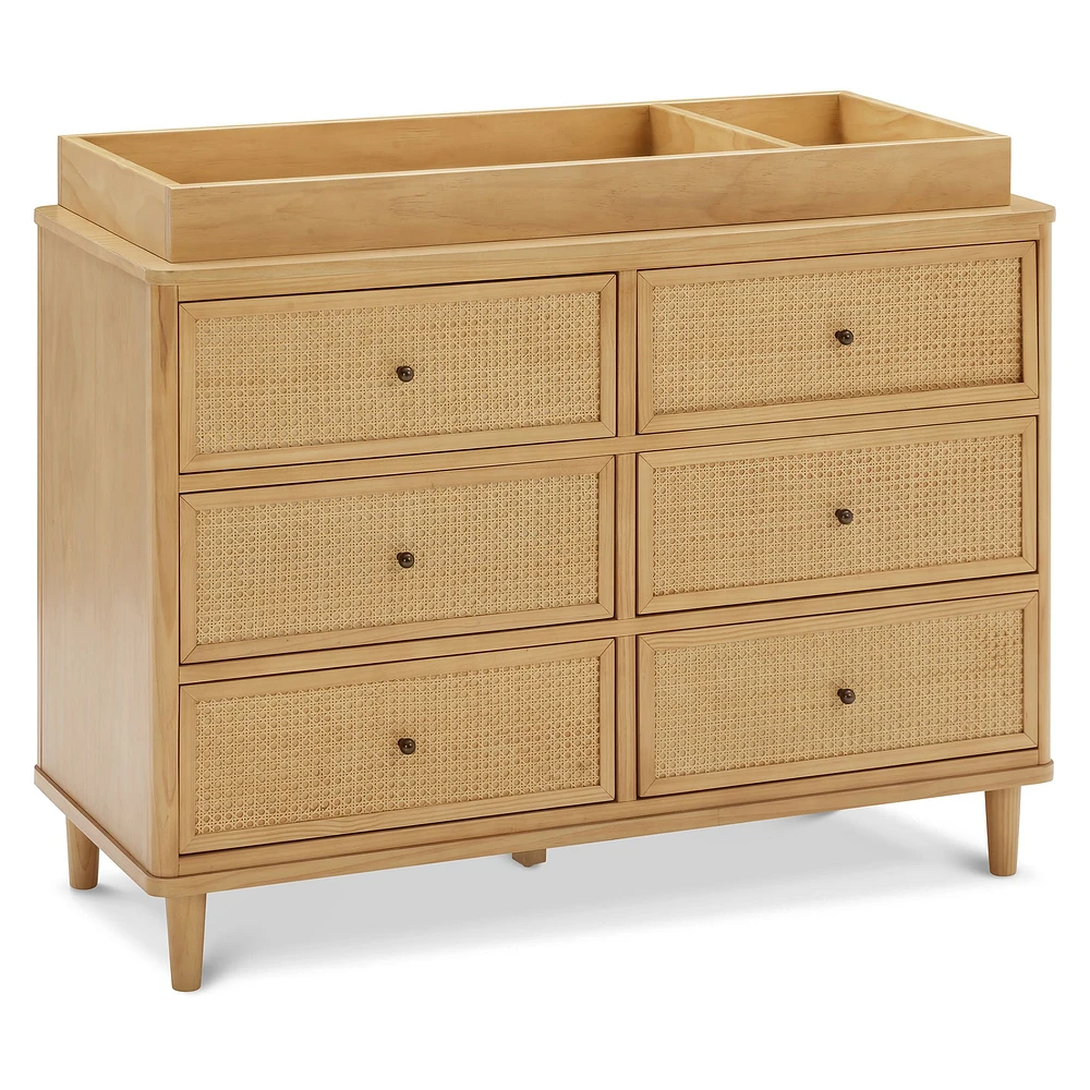 Marin with Cane 6 Drawer Assembled Dresser - Honey and Honey Cane