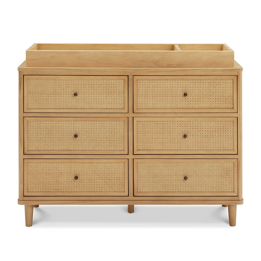 Marin with Cane 6 Drawer Assembled Dresser - Honey and Honey Cane