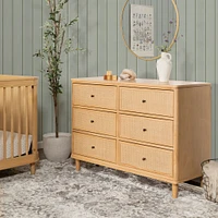 Marin with Cane 6 Drawer Assembled Dresser - Honey and Honey Cane